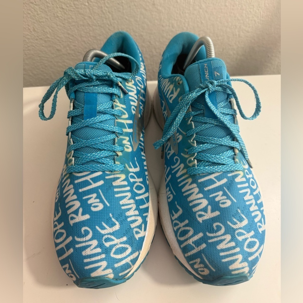 Brooks Women size 11 Launch 7 Running Shoes - Teal and White - Picture 4 of 8